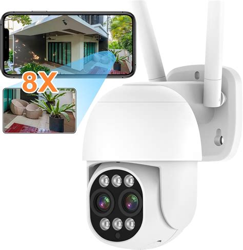 Cámara de seguridad 2K para exteriores doble lente 8X Zoom WiFi Cámara