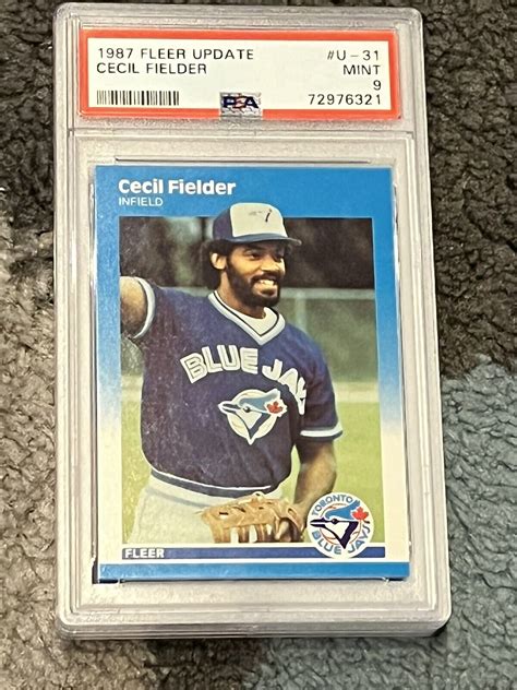 PSA 9 MINT CARD 1987 FLEER UPDATE ROOKIE CECIL FIELDER TORONTO BLUE