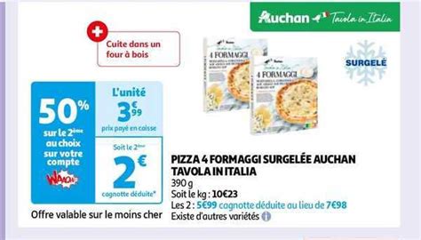 Promo Pizza 4 Formaggi Surgelée Auchan Tavola In Italia chez Auchan