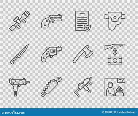 Set Line Uzi Submachine Gun Advertising Weapon Firearms License Certificate Trap Hunting