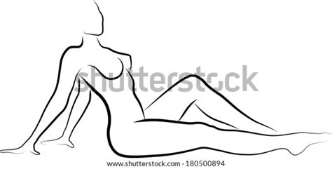 Sketch Naked Woman Sitting Stock Vector Royalty Free
