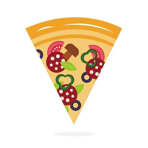 Pizza Slice Flat Pizza Isolated On White Background Vector