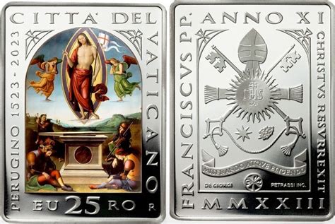 CFN Vaticano MONETA 25 EURO AG COLORATA FS PASQUA DI RESURREZIONE