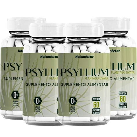 Kit 4 Potes Psyllium Suplemento Alimentar Produto Natural 100 Puro