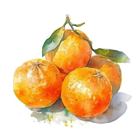 Premium AI Image | Watercolor painting of four oranges on white ...