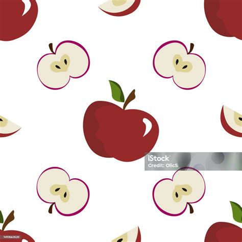 Juicy Red Apples Seamless Pattern A Collection Of Colorful Apples On