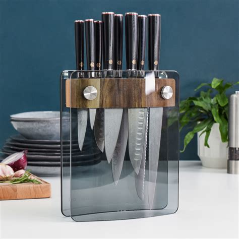 Damascus 67 Knife Set 8 Piece With Wooden Block Damascus 67 From ProCook