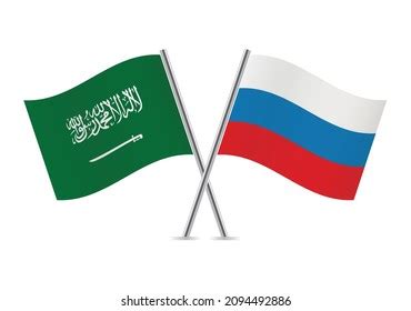 Saudi Arabia Russia Flags Saudi Russian Stock Vector Royalty Free