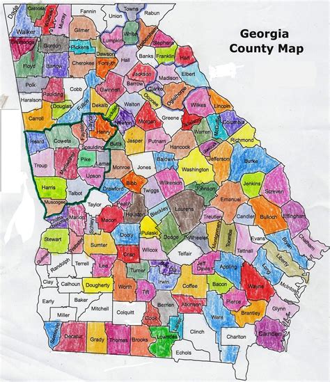 Georgia Counties Maps Color