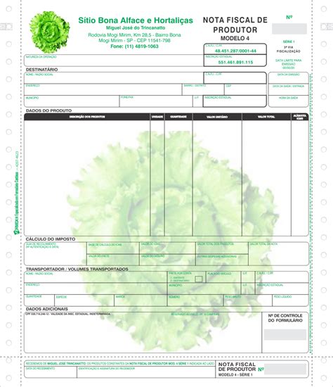 Nota Fiscal de Produtor Rural Modelo 4 Formidan Formulário Contínuo