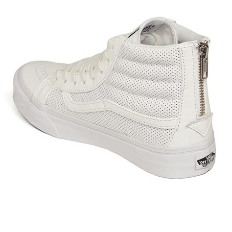 Vans Women S Sk Hi Slim Zip Perforated Leather Hi Top Trainers True