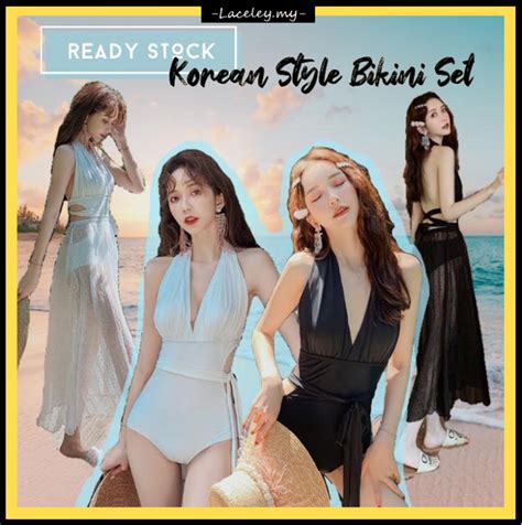 READY STOCK PCS Korean Style Summer Holiday Mood Swimsuit Swimwear Bikini 现货 件套泳衣泳装套装 L
