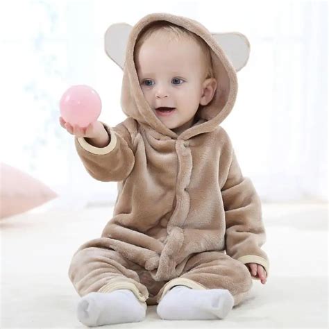 Baby Pajamas Cartoon Animal Pajamas Winter Front Zipper Jumpsuit Baby ...