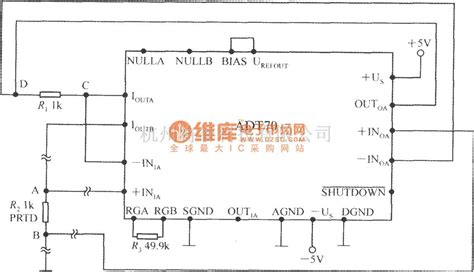 传感信号调理中的用4线制接法消除引线电阻的影响铂热电阻信号调理器adt70 将睿