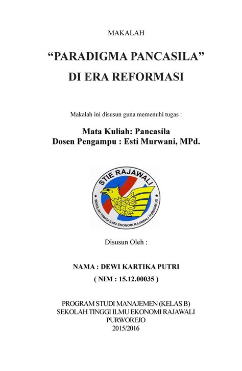 Makalah Pancasila Makalah Paradigma Pancasila Di Era Reformasi