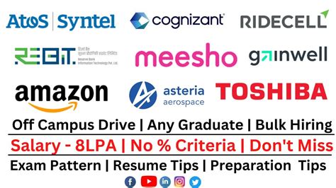 Off Campus Drive Batch Bulk Hiring