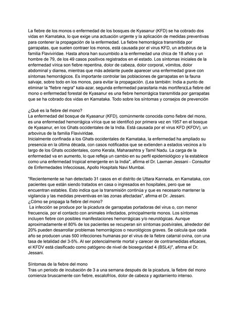 SOLUTION La Fiebre Del Mono Mata A 2 Personas En Karnataka S Ntomas