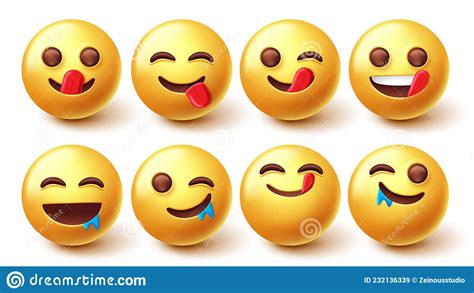 Conjunto De Vectores De Caracteres Emojis Yummy Smileys Emoji D En