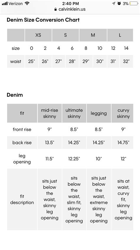 Dress Size Chart Calvin Klein She Likes Fashion