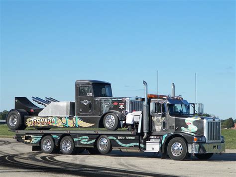 Peterbilt Custom 377 With A Jet Truck On Back Peterbilt Trucks