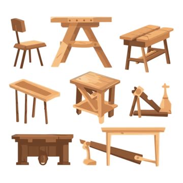 Carpentry Clipart Woodworking Icons Set Vector Illustration