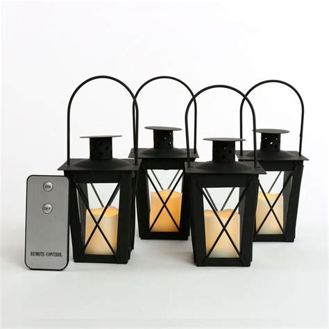 Hanging Outdoor Black Mini Lanterns Led Flameless Flickering Votives