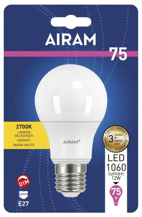 Airam Dim LED Classic Lamppu E27 2700K 1060lm Mikrokulma Verkkokauppa