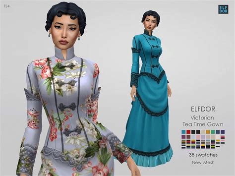 The Sims Resource Victorian Tea Time Gown