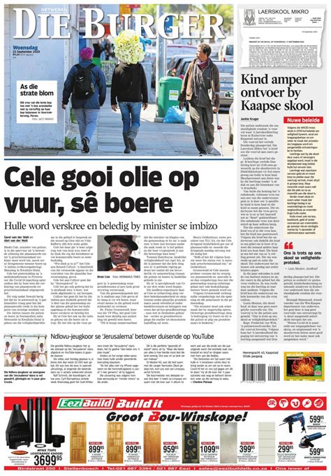 Die Burger Wes Kaap September 23 2020 Newspaper