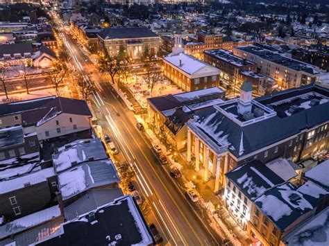 Winter Drone Over Downtown Carlisle Print - Uncovering PA