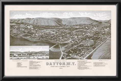 Dayton WA 1884 - Vintage City Maps