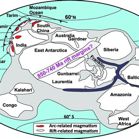 Reconstruction of Rodinia supercontinent showing the position of India... | Download Scientific ...