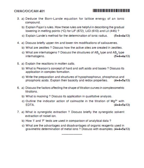 Mangalore University M Sc Chemistry Applied Chemistry Organic Chemistry