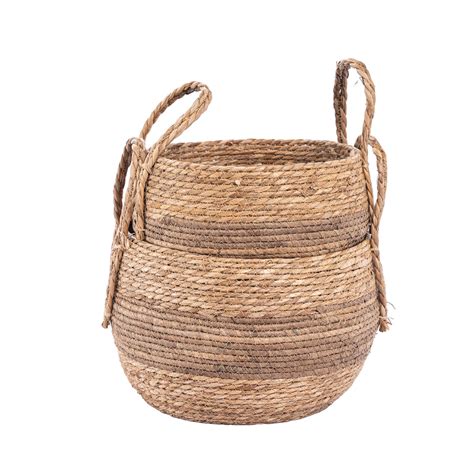 Oem Eco Friendly Natural Handmade Woven Wicker Water Hyacinth Storage