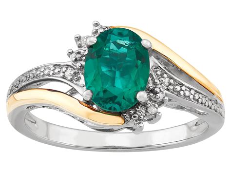 Brilliance Fine Jewelry Created Emerald Diamond Accent Ring In Sterling