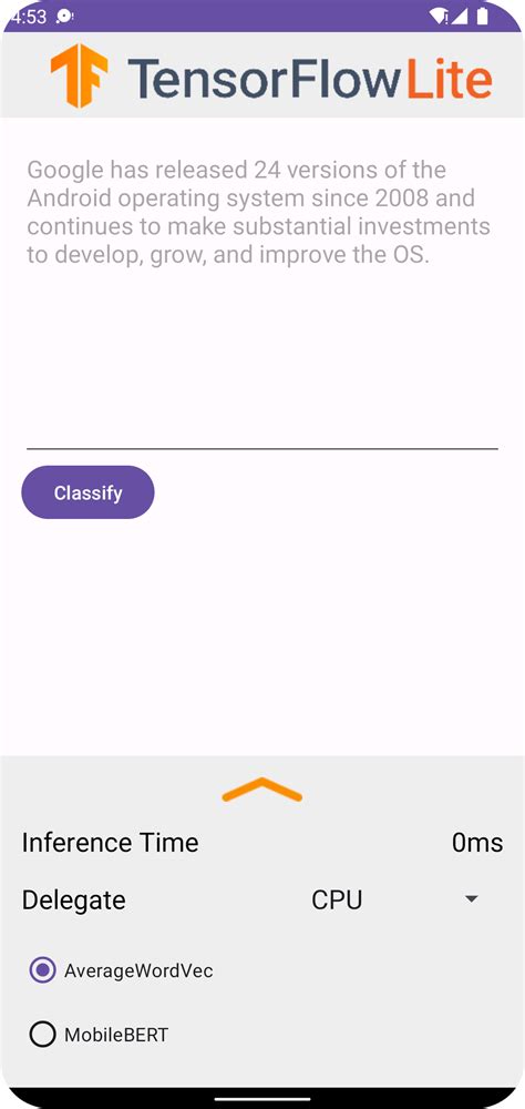 Text Classification With Android TensorFlow Lite