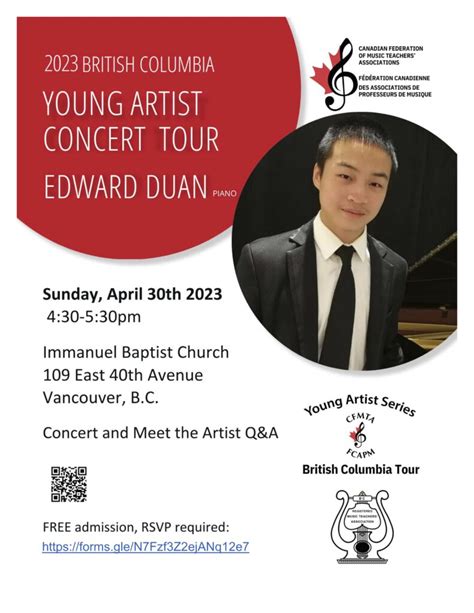 2023 Young Artist Concert Tour with Edward Duan – Vancouver/Burnaby BCRMTA