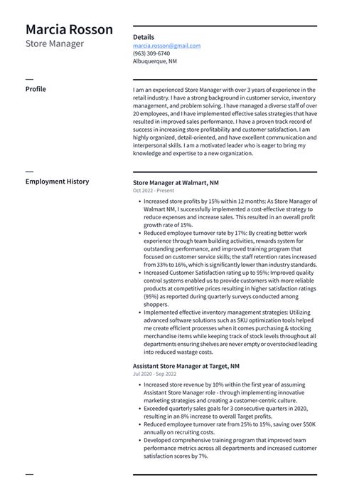 Walmart Store Manager Resume Examples ResumeCat