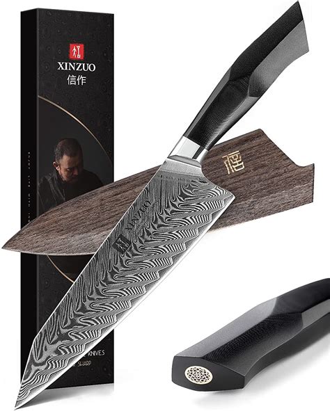 XINZUO Couteau De Chef En Acier Damas Couteau De Cuisine Kiritsuke De