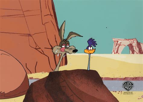 Looney Tunes Original Production Cel Roadrunner And Wile E Coyote In