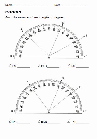 Reading Protractor Worksheets