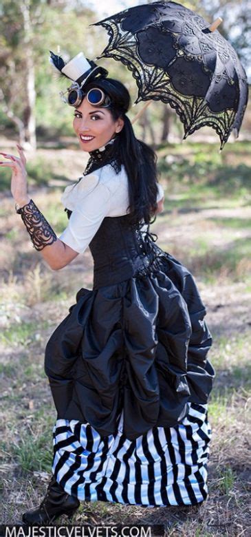 Steampunk Victorian Black Satin Corset With Double Bustle Black And White Bustle Skirt Steampunk