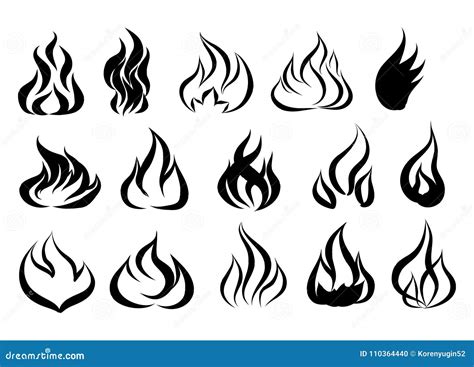 Fire Tattoo Vector. Fire Flames Tattoo Set Stock Vector - Illustration ...