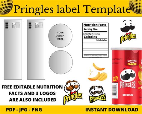 Pringles Labels Templates Pringle Can Party Favors Pringle Can Label