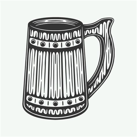 Vintage retro woodcut engraving wooden beer drink mug. Can be used like emblem, logo, badge ...