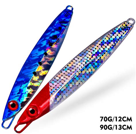 Lot Pcs Slow Pitch Jig Fishing Lures Sinking Lead Metal Flat Fall