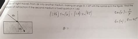 Solved A Ray Of Light Travels From Air Into Another Medium