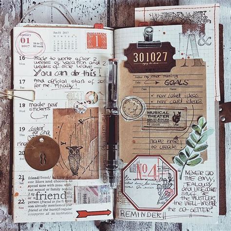 An Open Notebook With Various Items On It