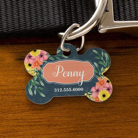 Personalized Dog Tags - Floral Designs