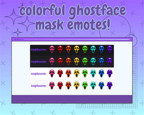 Colorful Ghostface Mask Emotes For Twitch Youtube Discord Etsy